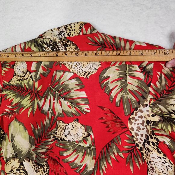 Vintage Silkland Jacket Red Jungle Cheetah Sz Large 3/4 Sleeve Art to Wear Bold - Picture 9 of 11